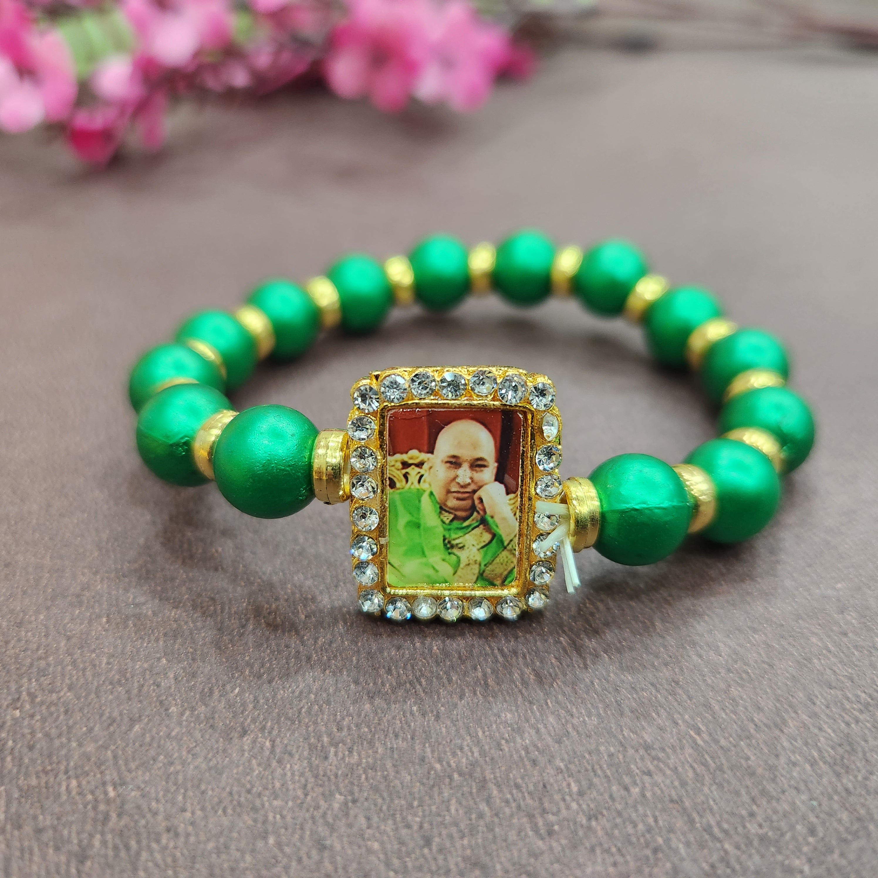 Green Stone Rudraksh With Diamond Best Quality Gold Plated Bracelet For Men  - Style C727 – Soni Fashion®